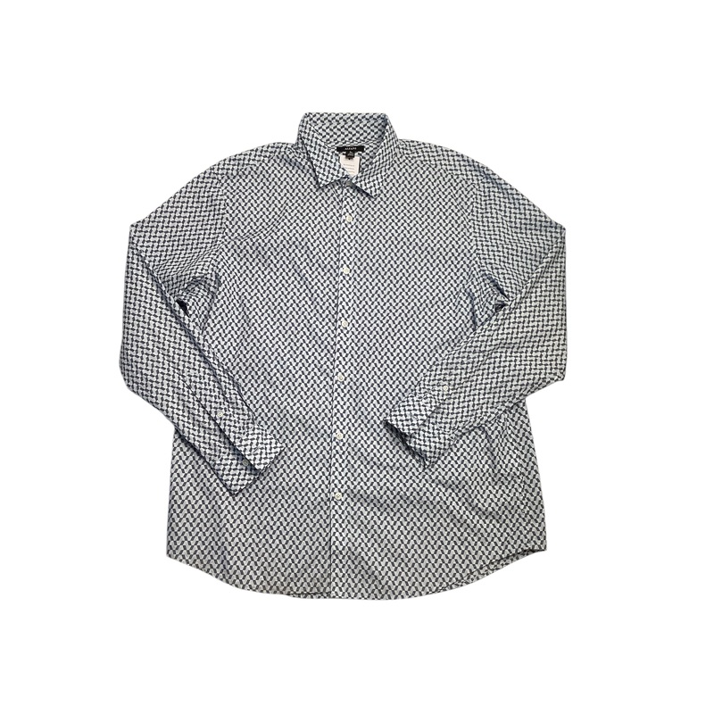 Alfani Men's Regular Fit Stretch Button Up Shirt Blue XL