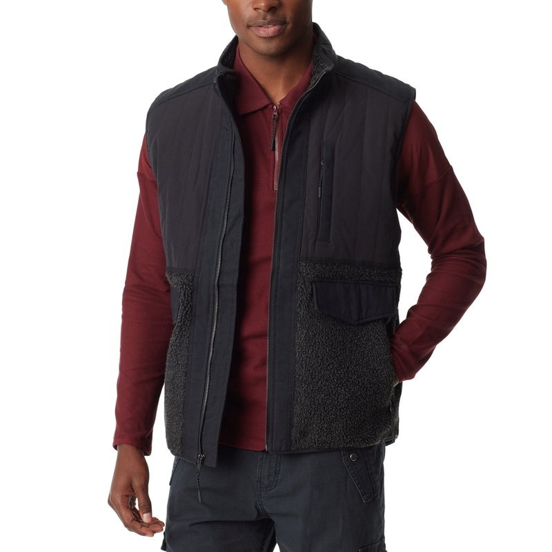 Bass Outdoor Mens Mixed Media Full Zip Up Vest XL Black