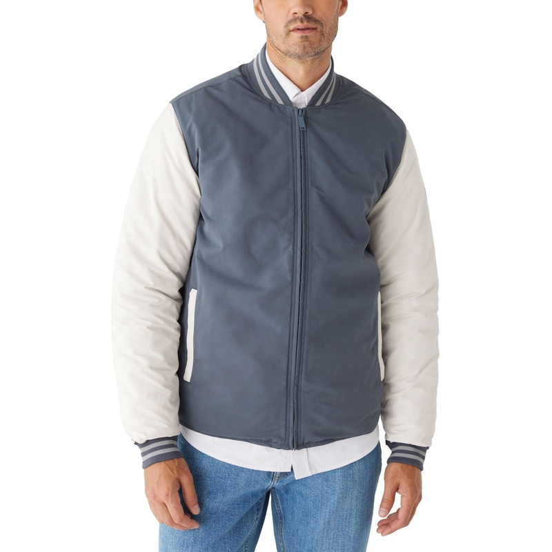 Frank And Oak Men's Skyline Revere Weather Resistant Varsity Jacket Blue Large