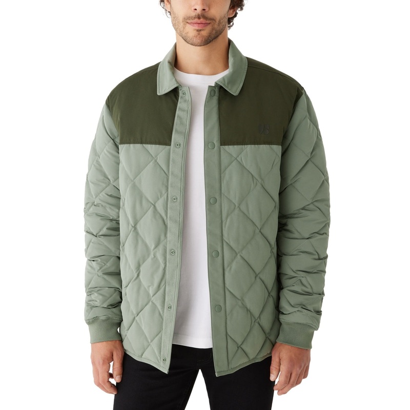 Frank And Oak Men's Skyline Reversible Collar Snap Front Jacket Green Small