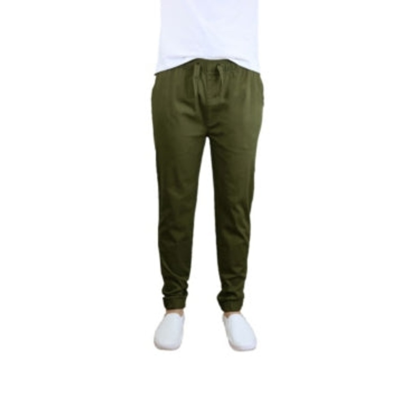 Galaxy By Harvic Mens Basic Twill Jogger Pants Green Large