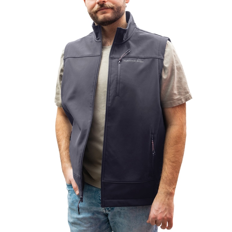 Hawke & Co. Men's Soft Shell Full Zip Vest Carbon Grey Medium