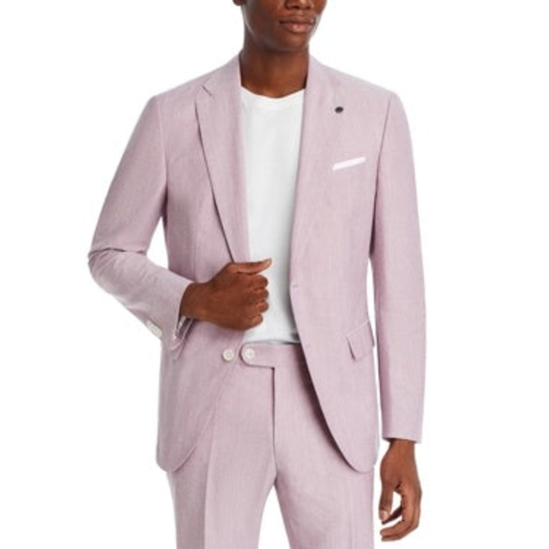 Hugo Boss Mens Hutson Mlange Cotton & Wool Blend Sport Coat 44R Pink Blazer