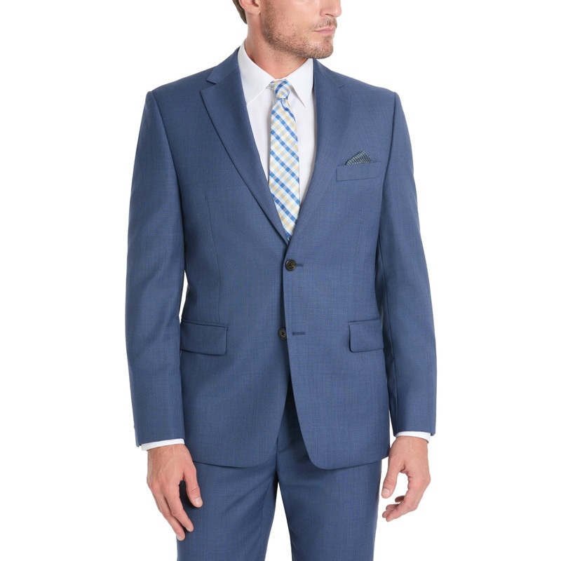 Lauren Ralph Lauren Men's Slim Fit Sharkskin Wool Blend Suit Jacket Blue 40R