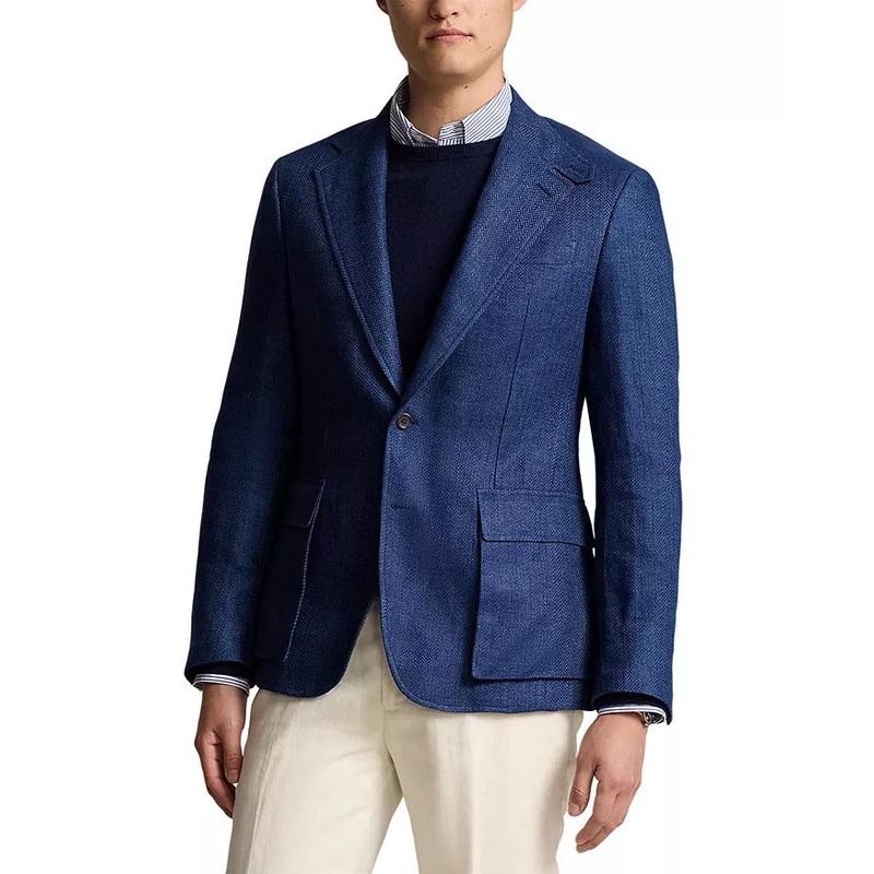 Polo Ralph Lauren Mens RL67 Herringbone Sport Coat Blazer Sport Coat Blue 38R