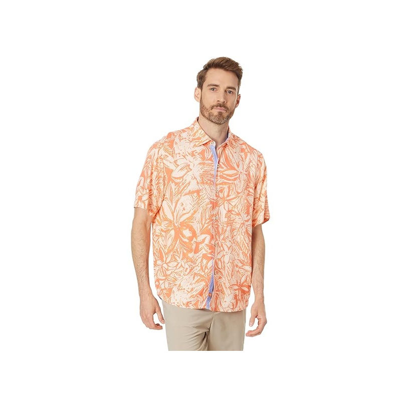 Tommy Bahama Mens Veracruz Cay Short Sleeve Button Up Shirt Orange 3XL XXXL