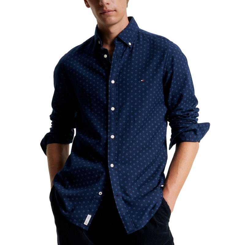 Tommy Hilfiger Men's Flex Slim Fit Button Up Shirt Blue 2XL