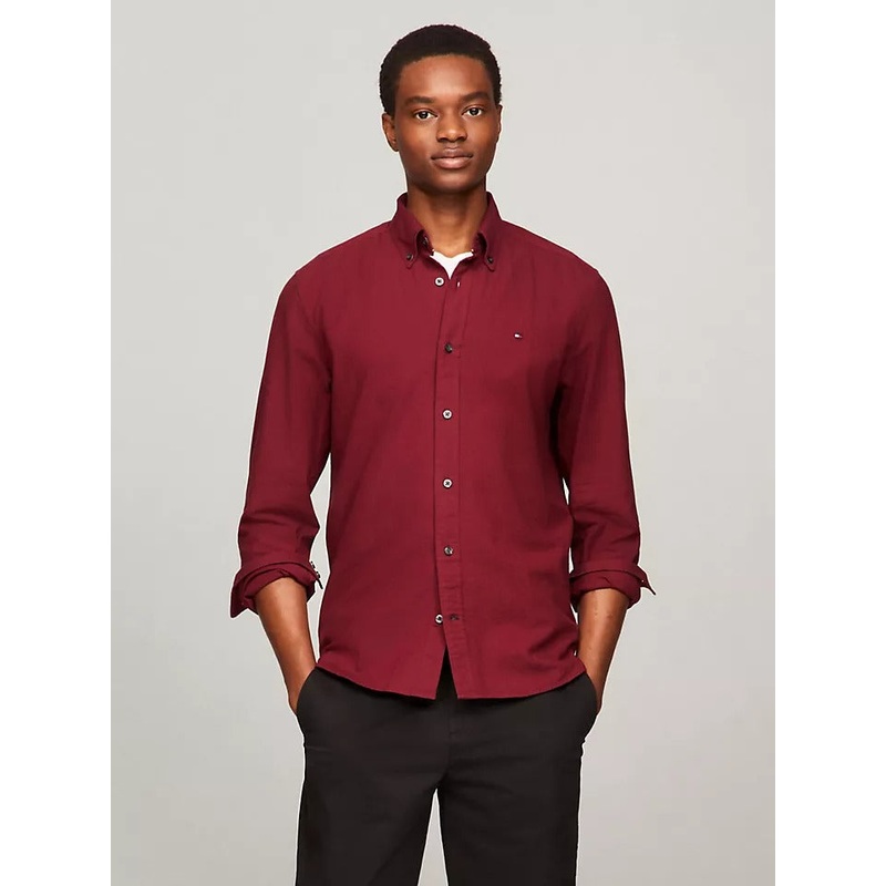 Tommy Hilfiger Men's Regular Fit Oxford Button Up Shirt Red 2XL XXL Red