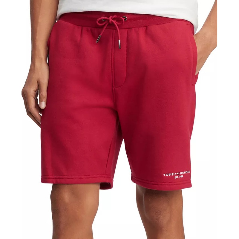 Tommy Hilfiger Mens Cotton Fleece Logo Shorts Red Large