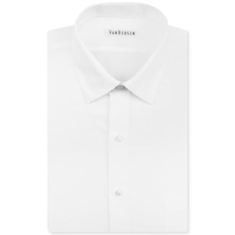 Van Heusen Men's Classic Fit Herringbone Button Up Dress Shirt White 17.5 32 33