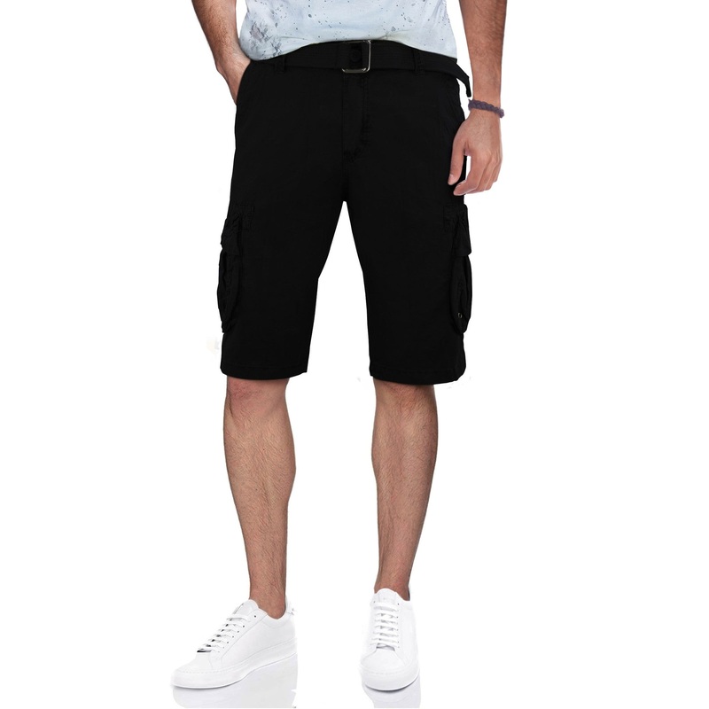 X-Ray Men's Belted 12.5 Double Pocket Cargo Shorts Black 38