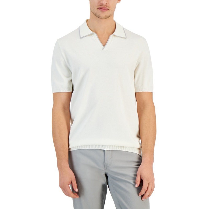 Alfani Mens Regular fit Short Sleeve Polo Shirt XXL White Solid