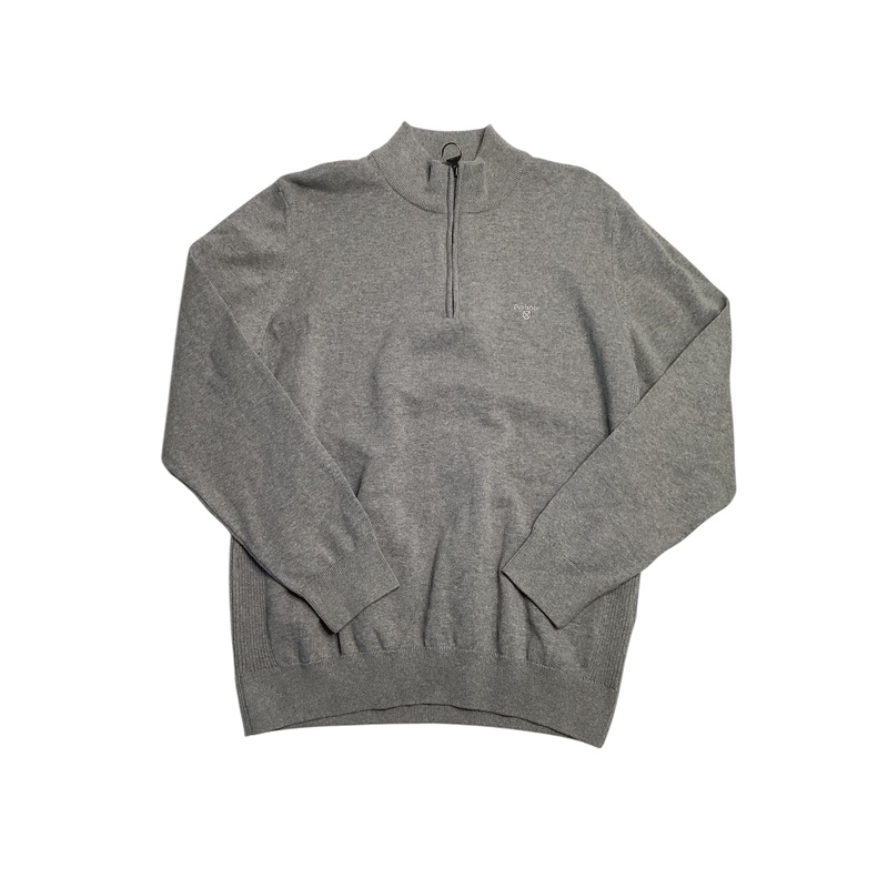 Barbour Men's Regular Fit Quarter Zip Cotton Sweater XXL Grey