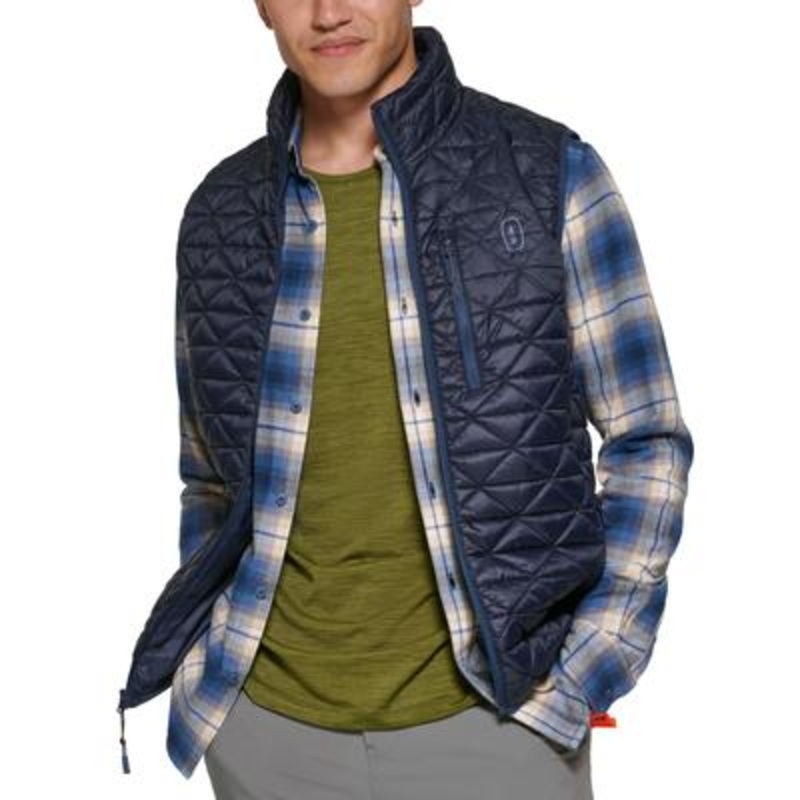 BASS OUTDOOR Mens Delta Diamond Quilted Vest Coat Blue XXL 2XL