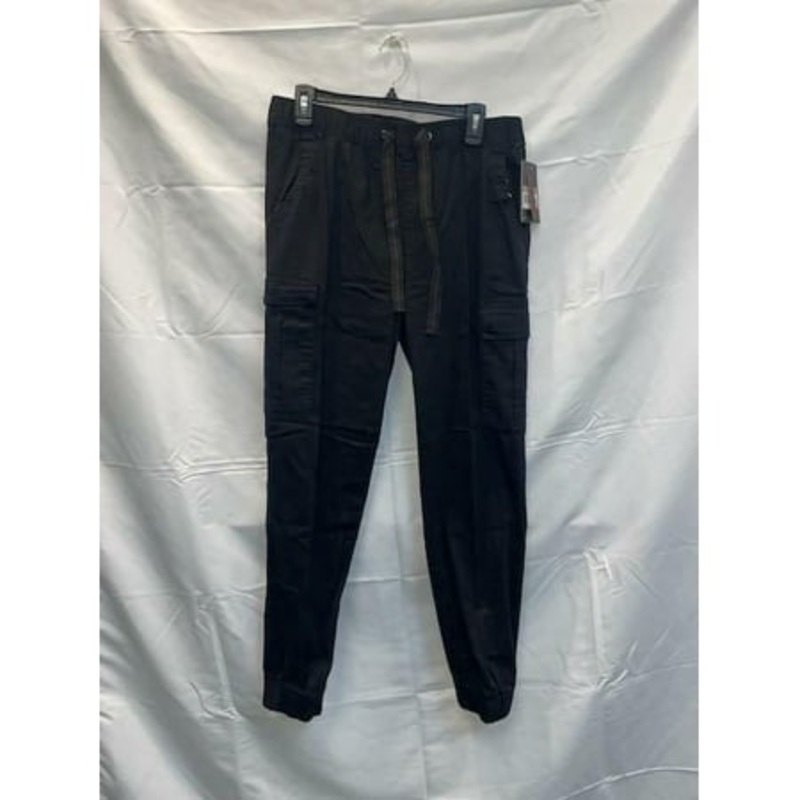 Galaxy by Harvic Mens Twill Cargo Joggers Pants Black Medium
