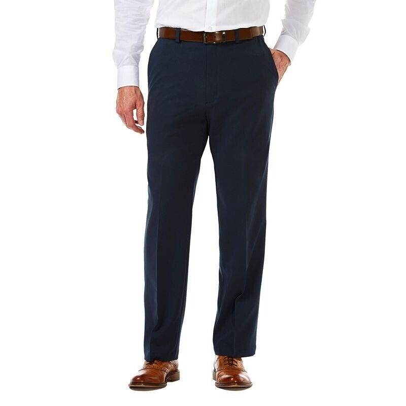 Haggar Men's Big & Tall Cool 18 Pro Classic Fit Dress Pants Blue 46 x 30