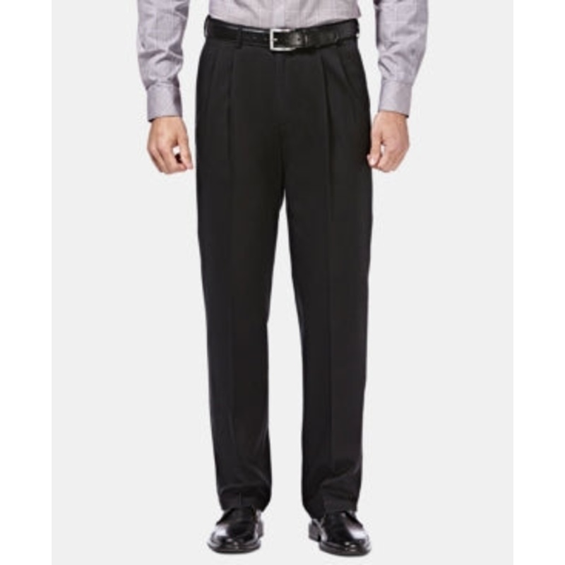 Haggar Men's Classic Fit No Iron Khaki Dress Pants Black 40 x 30