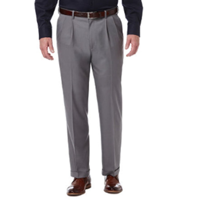 Haggar Men's Classic Fit Pleated Dress Pants Grey 32 x 30