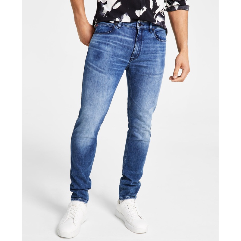 Hugo Boss Men's Tapered Fit Stretch Jeans Light Wash Blue 38 x 32