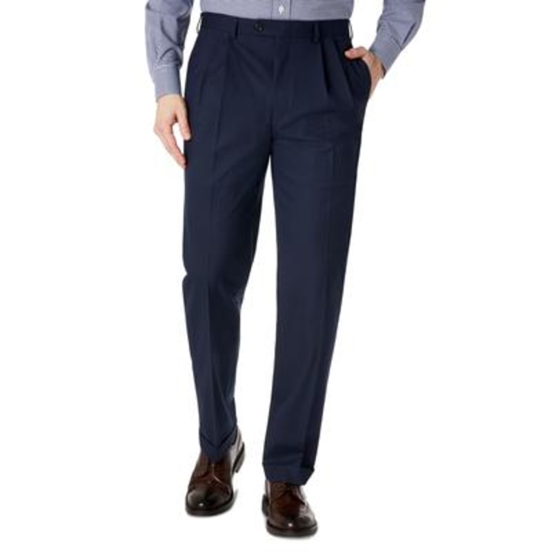 Lauren Ralph Lauren Men's Classic Fit Pleated Dress Pants Blue Plaid 40 x 32