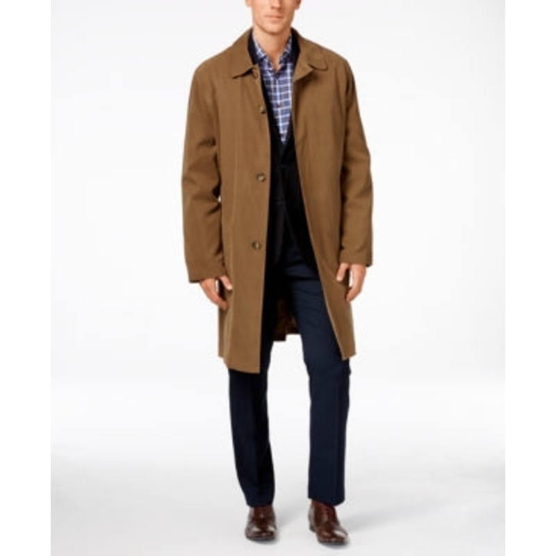 London Fog Mens Khaki Durham Classic Fit Rain Coat Jacket Brown  48