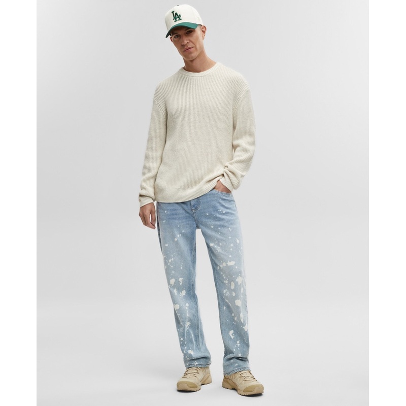 Mode Of One Mens Classic fit Crew Neck Sweater Medium Beige Solid