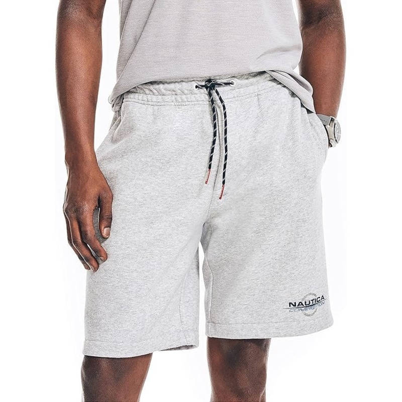 Nautica Mens Classic Fit Fleece Casual Shorts Grey Heather Small