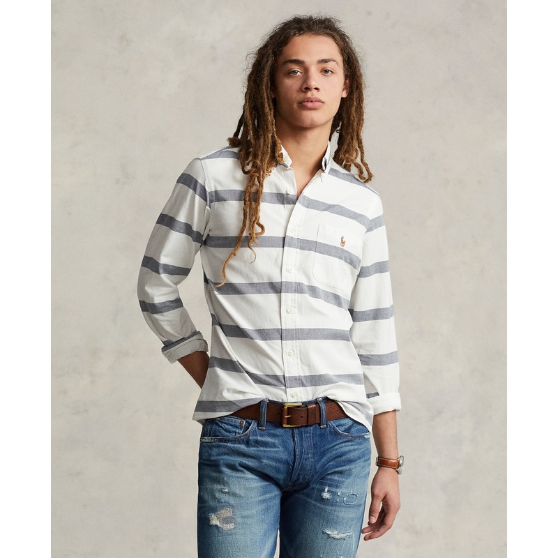Polo Ralph Lauren Mens Classic fit Long Sleeve Button-Up Shirt XXL White Striped