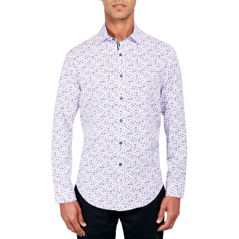 Society of Threads Mens Non Iron Shirt Button Up Shirt Pink Small