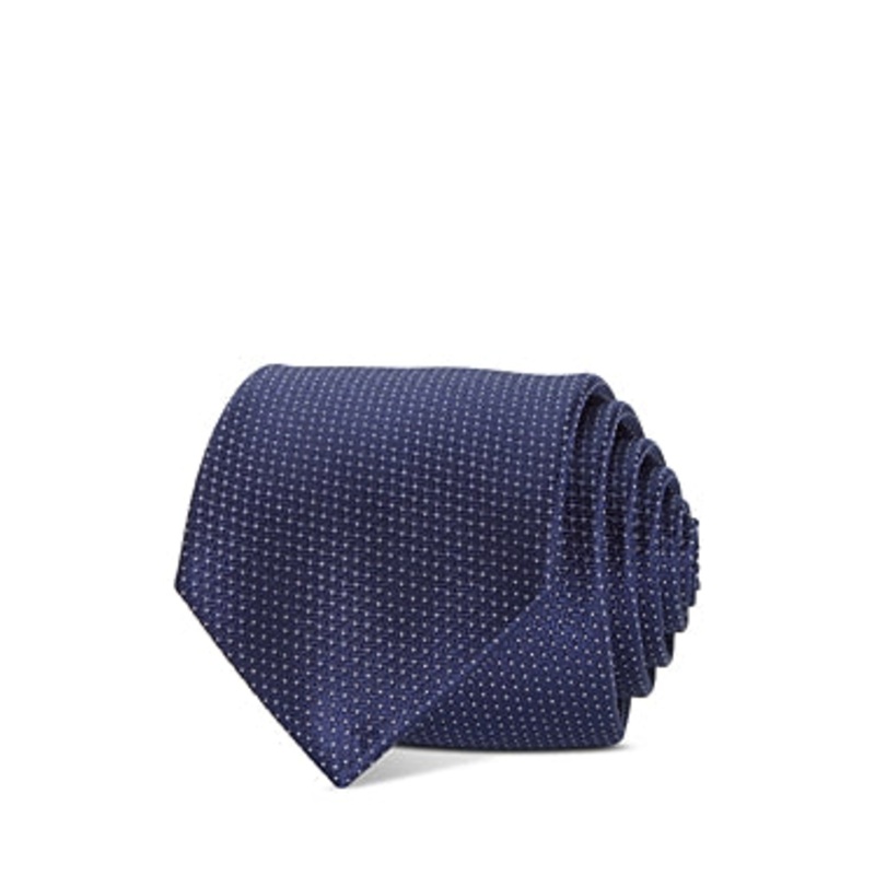 The Men's Store  Geometric Silk Classic Tie Navy Blue Necktie