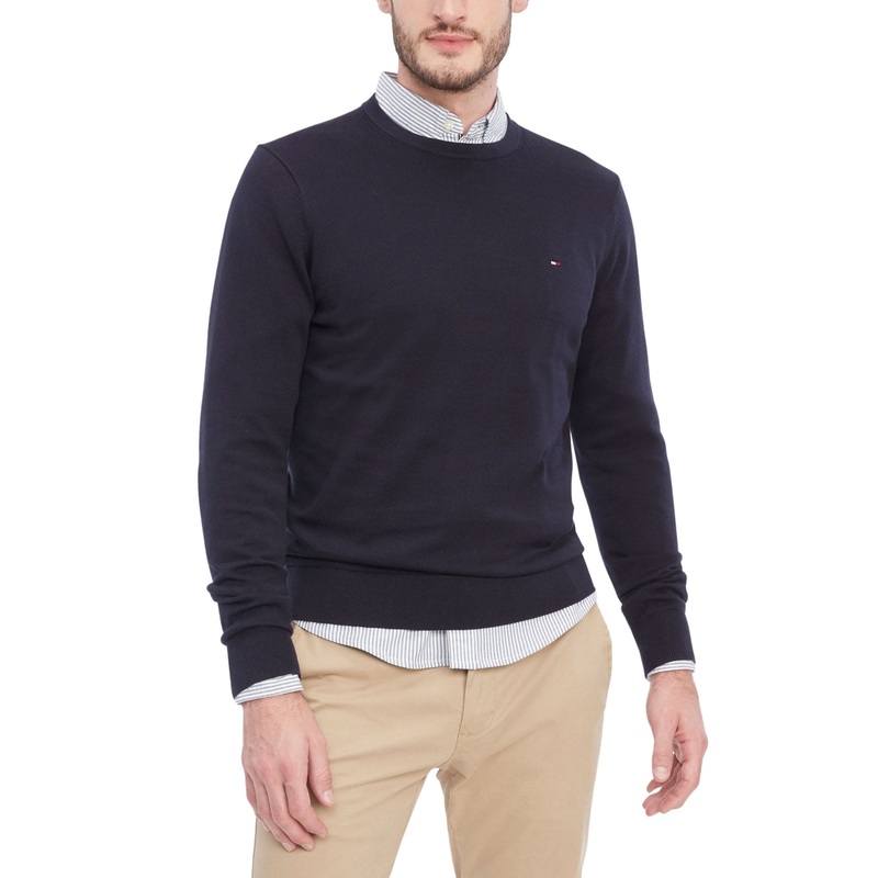 Tommy Hilfiger Mens Big Tall Amherst Crewneck Sweater Desert Sky Blue 2XLT