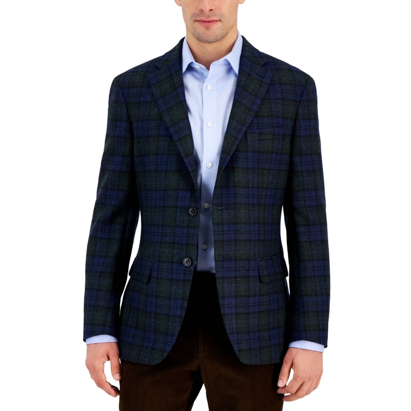 Tommy Hilfiger Mens Modern Fit Wool Sport Coat Bluegreen 38S