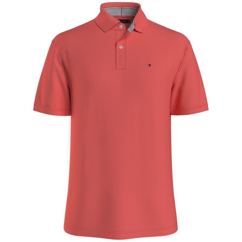 Tommy Hilfiger Mens Regular Fit  Short Sleeve Polo Shirt Coral Medium Pink