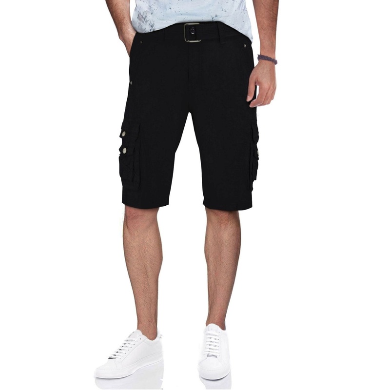 X-ray Mens Regular fit Cargo Shorts 38 /  Black Solid Belted