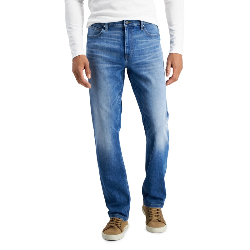 Alfani Men's Light Wash Straight Fit Stretch Jeans Blue  38 X 32