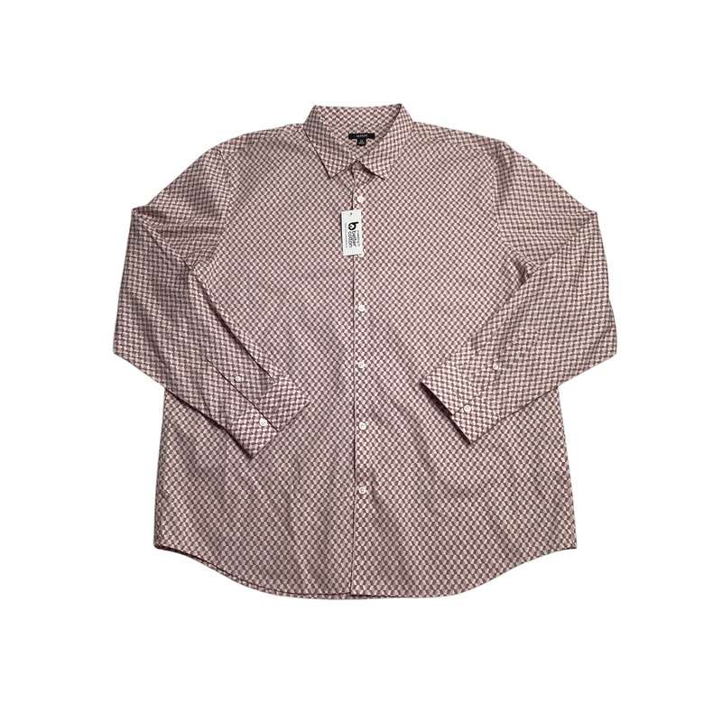 Alfani Mens Regular fit Long Sleeve Button-Up Shirt XXL Pink Geometric Stretch