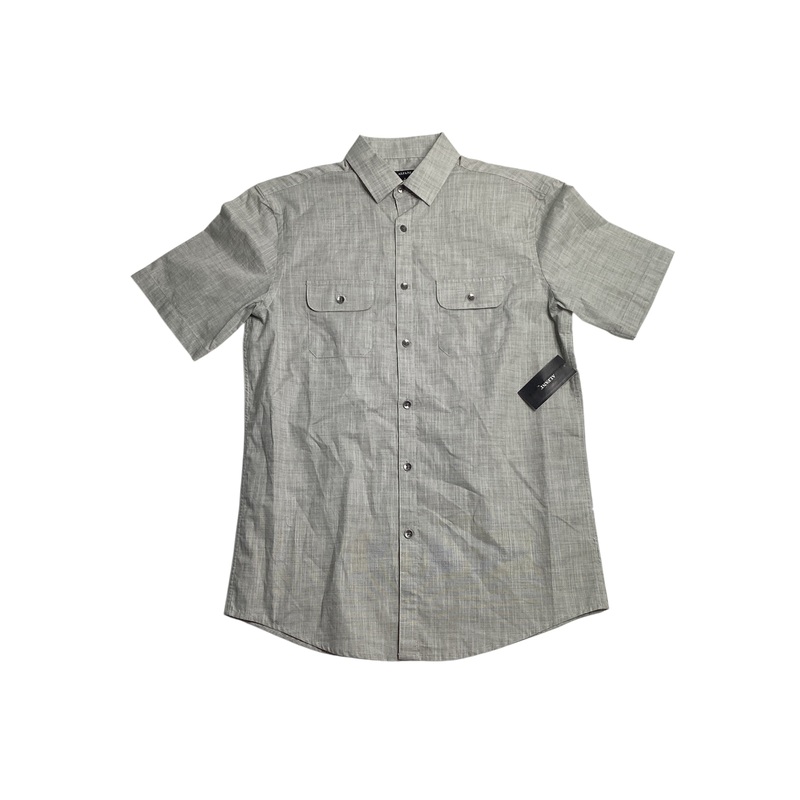 Alfani Mens Regular fit Short Sleeve Button-Up Shirt Small Grey Solid