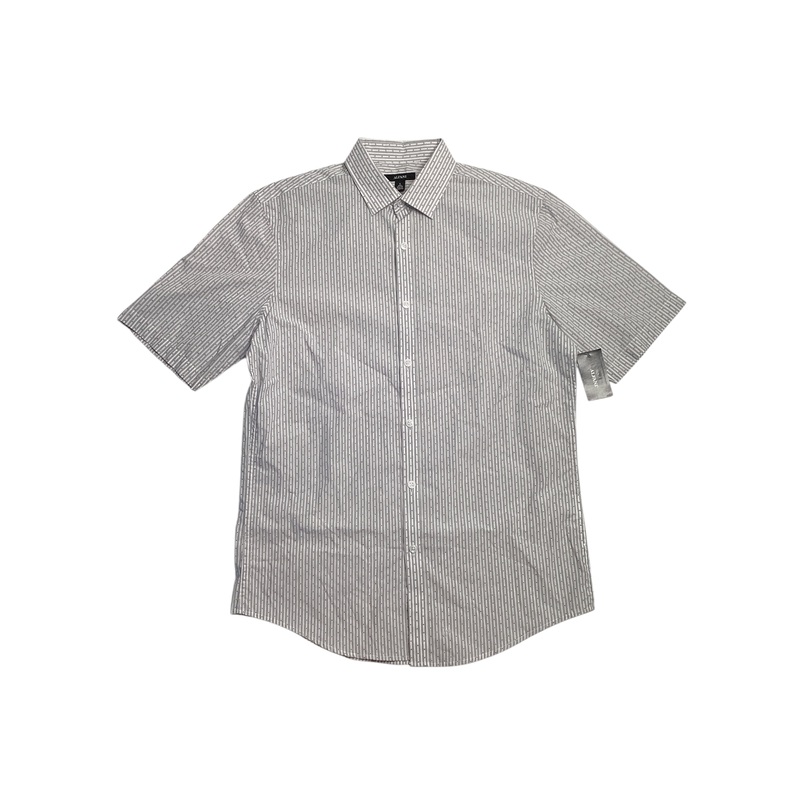 Alfani Mens Regular fit Short Sleeve Button-Up Shirt Small White Striped