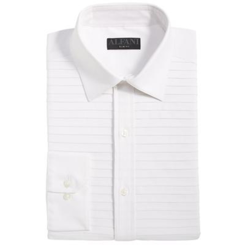 Alfani Mens Slim fit Long Sleeve Button-Up Shirt XL White Solid Stretch