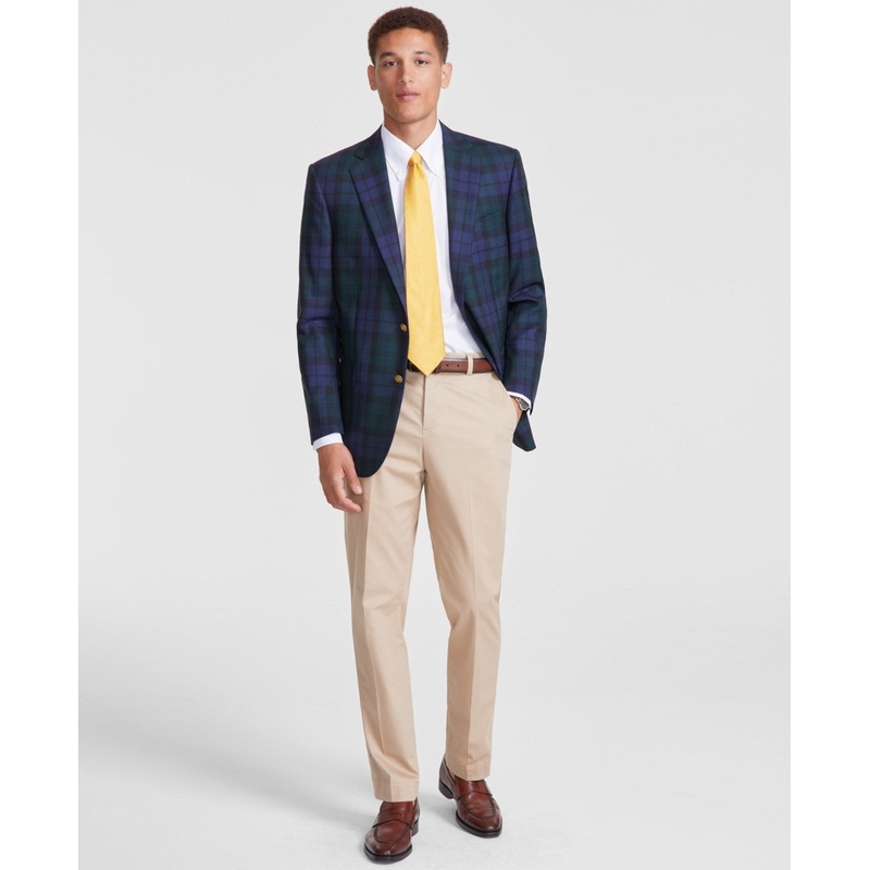 B By Brooks Brothers Mens Regular fit Sport Coat Blazer 38 S Blue Plaid Stretch
