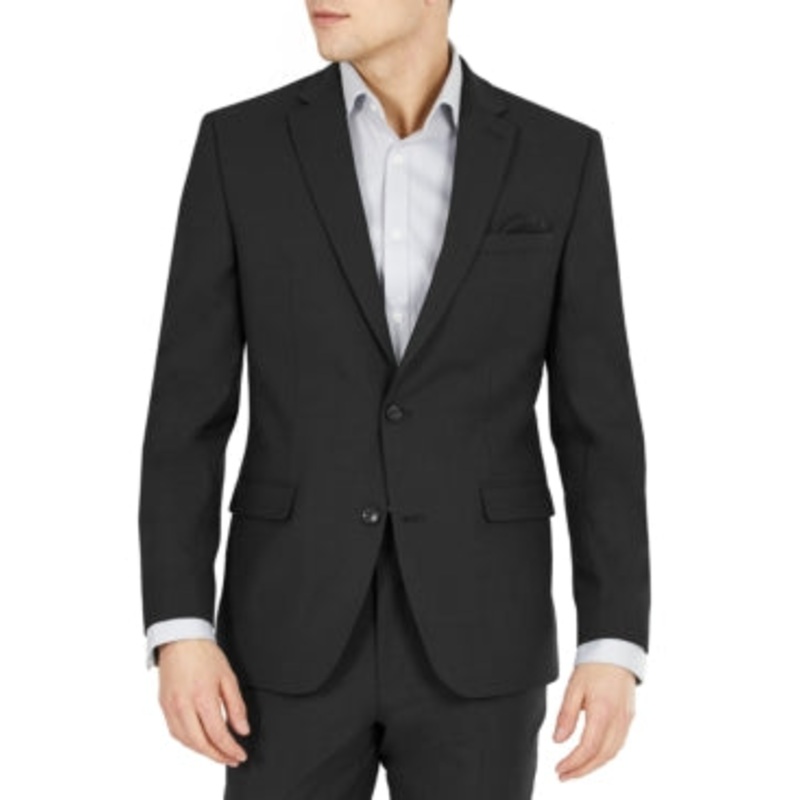 Bar Iii Mens Slim fit Suit Jacket Blazer 40 R Black Solid Stretch