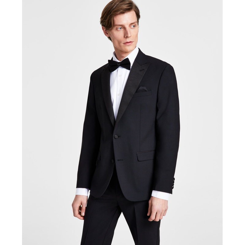 Bar Iii Mens Slim fit Suit Tuxedo Jacket Blazer 40 S Black Solid Stretch