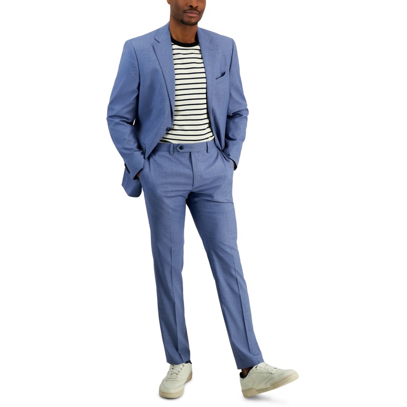 Ben Sherman Mens Slim fit 2 Piece Suit 46 S / 40 Waist Blue Solid