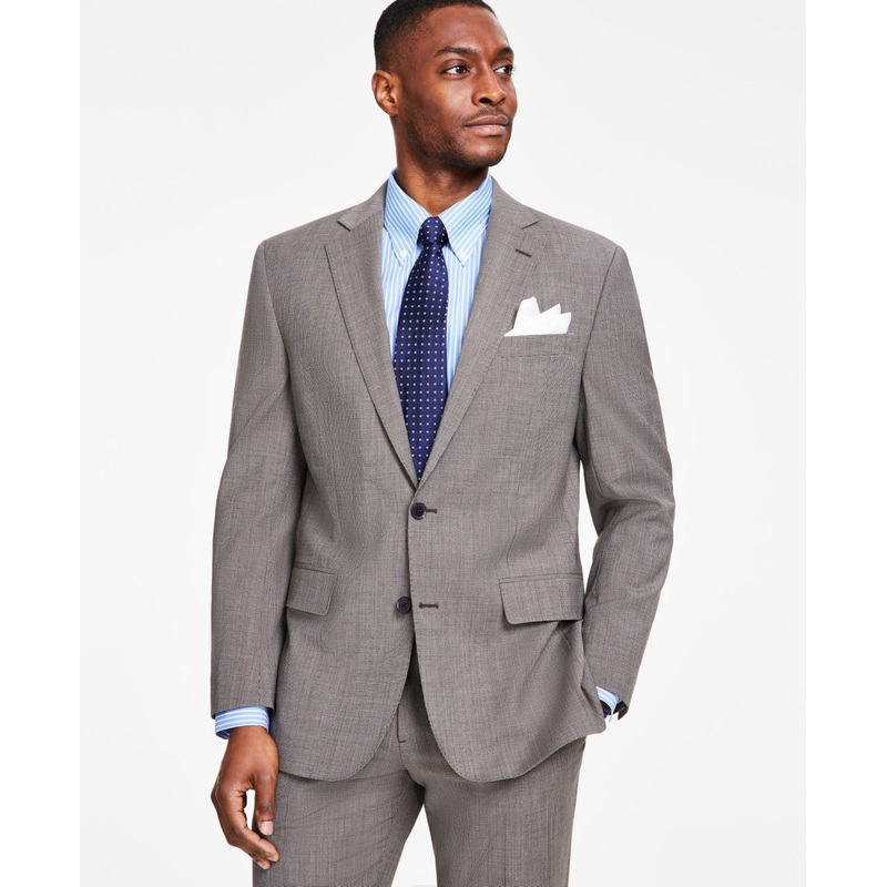 Brooks Brothers Mens Classic fit Suit Jacket Blazer 40 S Beige Check Stretch