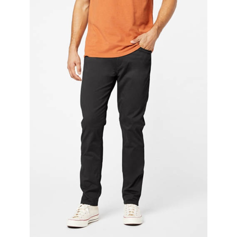Dockers Mens Slim fit Jean Cut Pants 30 / 30 Black Solid Stretch