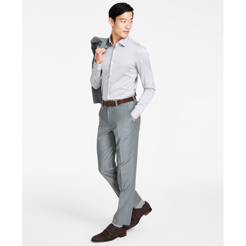 Hugo Boss Mens Modern fit Dress Pants Pants 40 / 32 Green Solid Stretch