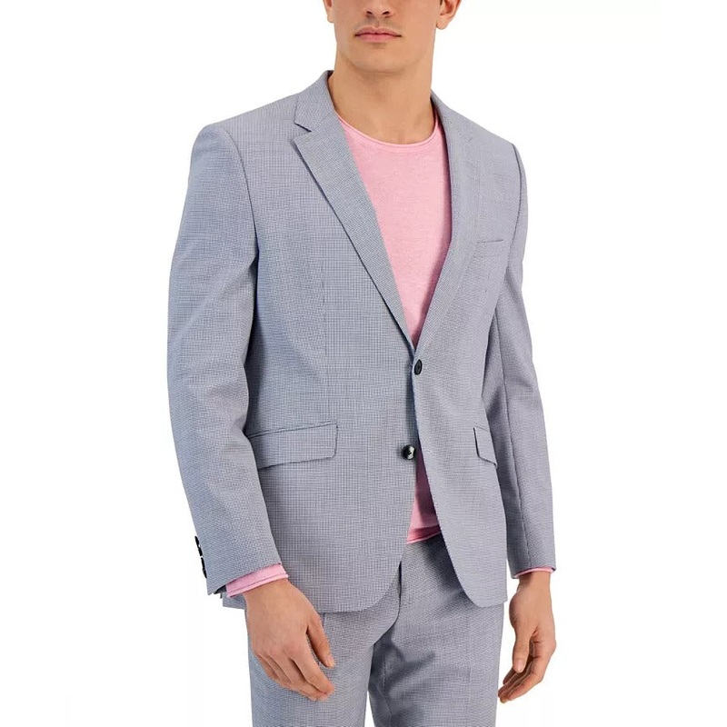 Hugo Boss Mens Modern fit Suit Jacket Blazer 36 S Blue Check Stretch