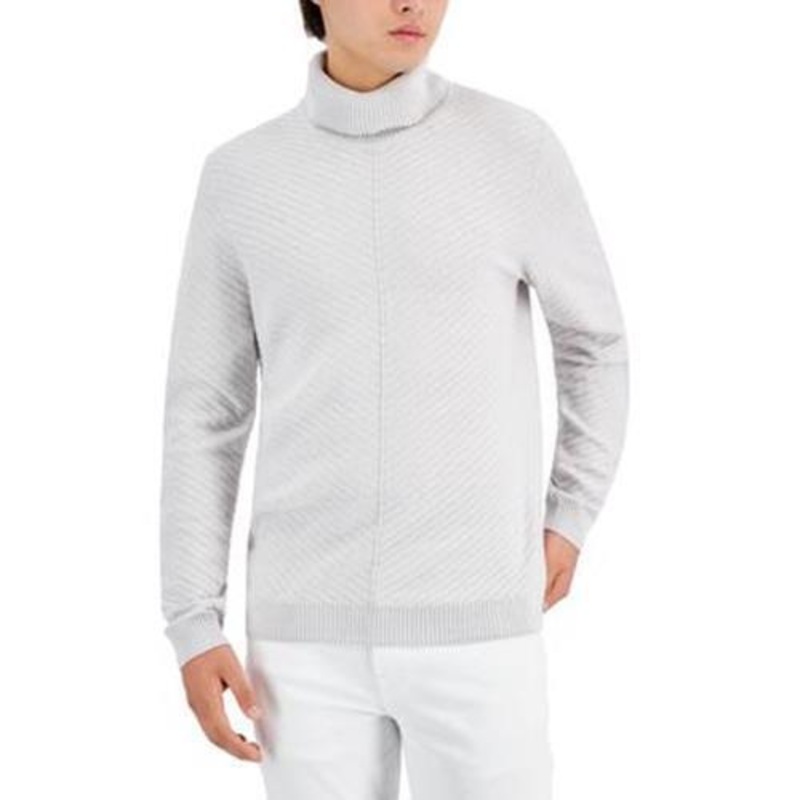 INC International Concept Mens Axel Turtleneck Sweater Wispy Heather Grey Large