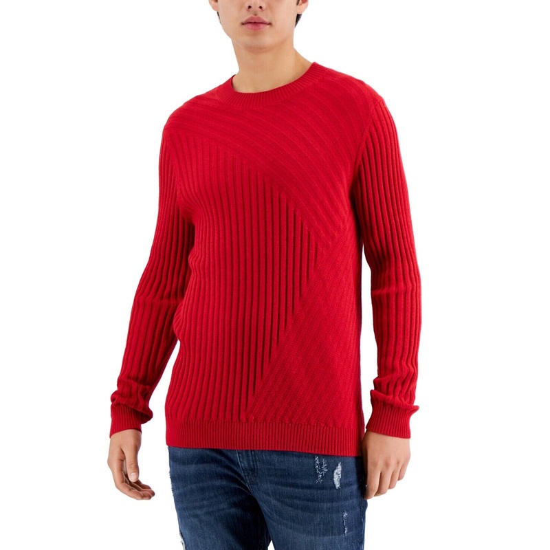 INC International Concepts Mens Tucker Crewneck Sweater Ruby Red Medium