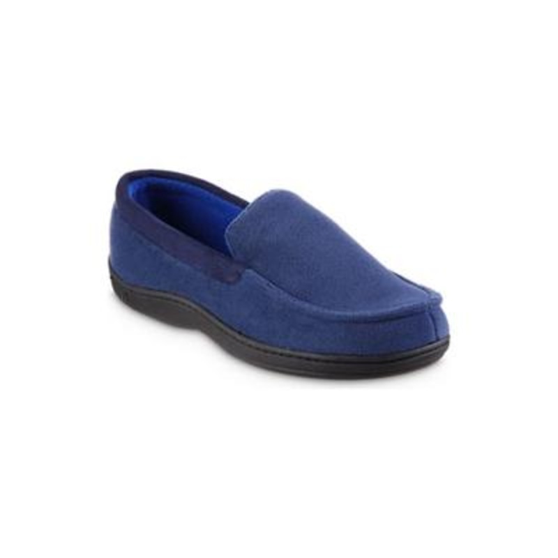 Isotoner Mens Jared Memory Foam Moccasin Slippers Navy Blue 8 - 9